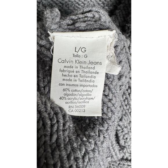 CALVIN KLEIN Women’s Gray Hooded Knit Cardigan Sweater Size Large Fall Cozy - Picture 10 of 12
